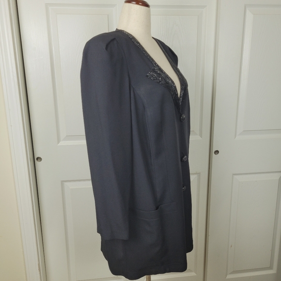 GEMINI NITES Women's Blazer. Size 16. Vintage. Black Beaded 1980s Dressy Jacket. - Picture 5 of 16